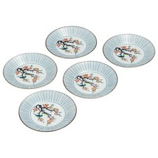 Kutani Yaki Article Japonais Petit Plaque Plat Set 5Plum Et Oiseau 6.4in Japon