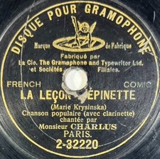 Charlus : La leçon d'epinette 78 RPM 7" BERLINER GRAMOPHONE G&T 2-32220