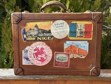 Valise HERMES Années 40/50 Cuir/Laiton. Bagage avec historique, nombreux Voyages