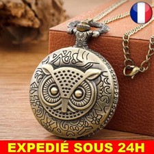 ✅ Montre Poche Vintage Gousset Chaine Quartz Bijoux Hibou Chouette Cadeau Homme