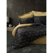 Parure de lit - 1 housse de couette 220x240cm + 2 taies d'oreiller 60x60cm Noir