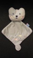 doudou plat chat gris blanc