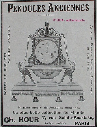 Publicite pendules anciennes - pendules,