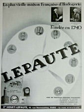 PUBLICITÉ DE PRESSE 1933 HENRY LEPAUTE VIEILLE MAISON FRANÇAISE D'HORLOGERIE