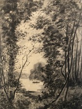 Grand Dessin XIXe 1850 crayon