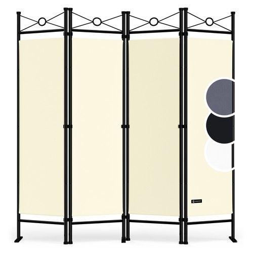 Paravent crème 4 panneaux - -,
