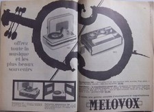 PUBLICITÉ MUSIQUE AVEC ELECTROPHONE ET MAGNETOPHONE MELOVOX