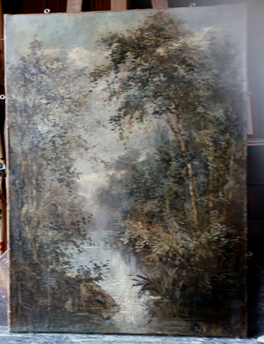 Superbe huile ancienne - huile, sur