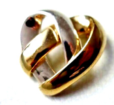 BROCHE coeur enlacé doré argenté 3,6cm magnifique