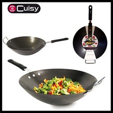 POELE WOK EN ACIER SOLIDE TOUS FEUX  33 cm ENVOI RAPIDE 