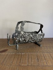 Porte-Bouteille En Métal Argenté - Raisins Feuillages - Vintage - Art Nouveau