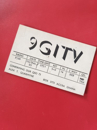 Carte radio qsl 9g1tv ghana - carte,