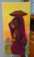 TABLEAU PEINTURE ACRYLIQUE SUR TOILE CHASSIS LA PORTEUSE