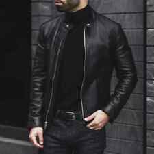 Nouveau Blouson En Cuir Noir Pour Homme Biker Moto En Cuir D'Agneau Pur