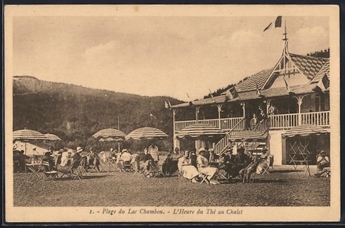 Cpa lac chambon heure du - lac, chambon,