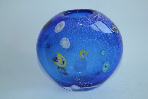 Vase verre murano bleu - verre,