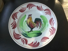 ANCIENNE grande ASSIETTE en FAÏENCE de SAINT AMAND « NORD » HAMAGE décor au COQ