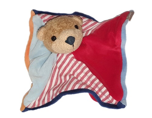Doudou plat ours rouge rayures
