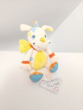 Peluche/Doudou Dragon Blanc Crème Aile Jaune Orange Bleu Pois 20cm Simba Nicotoy