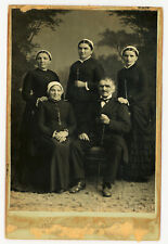 Cabinet Card - FRENCH FAMILY, VICTORIAN OUTFITS Antique Found Photo 1890 Fashion