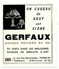 1947 : Gerfaux, Maison fondée en 1851, Bibelots d'art (article photo)