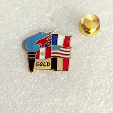 Pin's lapel Pin pins 5 DRAPEAUX US FR UK BE & CA NORMANDIE D-DAY 6 JUIN GOLD EGF