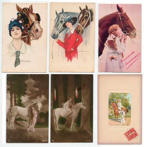 Cpa chevaux avec femmes - femmes,