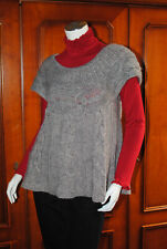 Pull, femme, Phildar, gris, taille 38, laine mélangée, mailles torsadées, evasé.