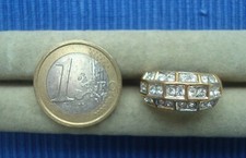 B26C Neuf Bague Métal Doré Plaqué Or Pavée Strass Diamant Lot Bijou
