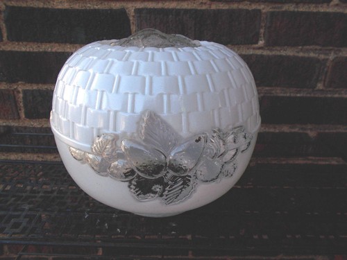 Antique white embossed fruit - antique,