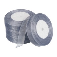 Organza Ruban 51/64 Pouce 50 Yard, 4 Rouleau Chiffon Tissu pour Cadeau Gris