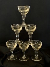 Verres à pied, épais, bistrot, anciens, verre, liqueur, lot de 6