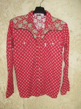 Chemise Les Indiennes de Nîmes MISTRAL rouge bouton nacre manches longues 14 ans