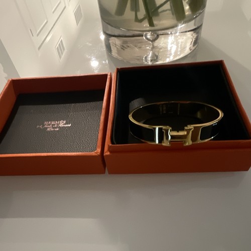 Hermès gold tone black enamel - hermÈs,