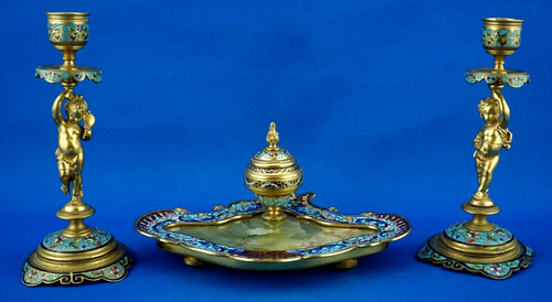 Triptyque candélabre encrier