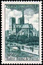 FRANCE STAMP YVERT 776  SCOTT B217 " CATHEDRAL NOTRE DAME PARIS 10F+6F " MNH VVF