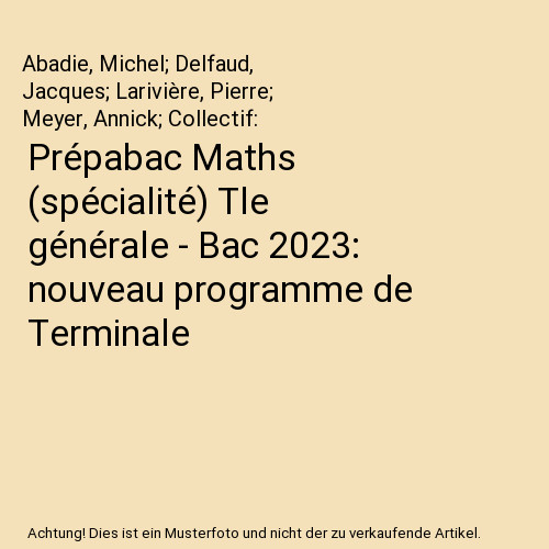 Prépabac maths spécialité - prépabac, [spécialité]