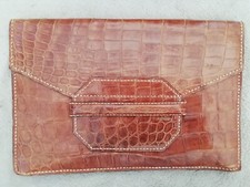 Ancienne pochette sac à main cuir de crocodile vintage années 30 40
