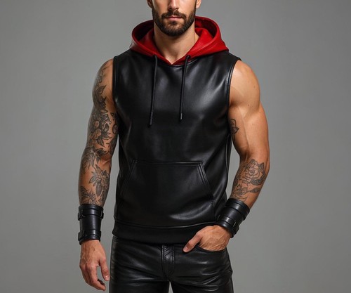 Nouveau gilet cuir - noir, à