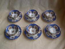 ANTIQUE FRENCH OLD PARIS PORCELAIN COFFEE CUPS & SAUCERS,SET OF 6,MIDDLE 19th.