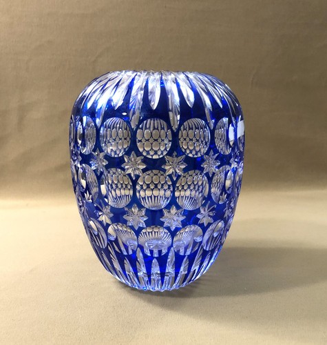 Vase cristal doublé bleu - en,