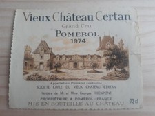 etiquette vin Vieux Chateau Certan 1974 pomerol original wine label wein etiket