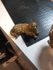 Encrier Bronze Chien Couché L 12,7 Cm Ref 2