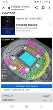 2 places concert coldplay catégorie 1 le dimanche 17 juillet au stade de France 
