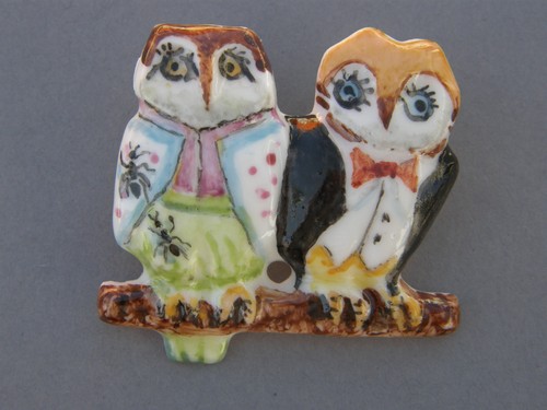 Broche porcelaine hibou - 1,