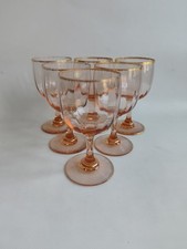 6 Grands Verres En Cristal Coloré Daum, Liseré Or, Début Du XX ème Siècle.