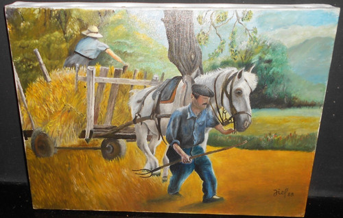 Petit tableau ancien huile - , sur