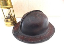 CHAPEAU ANCIEN DE MINEUR CUIR BOUILLI BARRETTE CASQUE NO LAMPE MINOR HELMET 