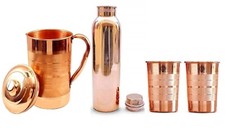 Pichet à eau pot pot bouteille en verre 100 % pur cuivre bel ensemble cadeau ...