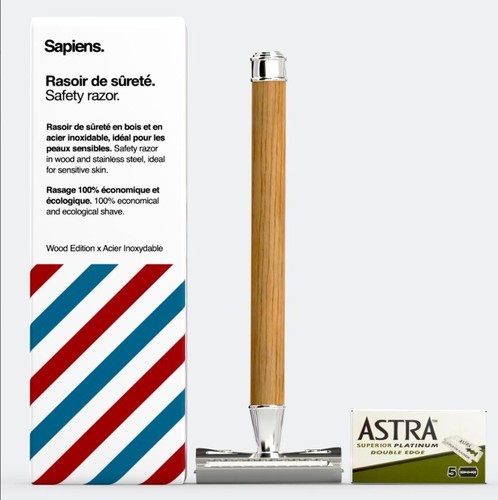 Rasoir sûreté manche bois - de,